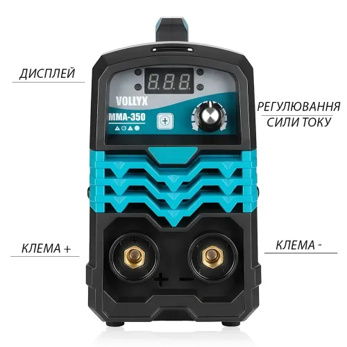Зварювальний інвертор Vollyx MMA-350, 220 В, 20-350А, IGBT, дисплей, Hot Start, Anti-Stick, електроди 1.6-5 мм, кейс, комплект - фото 6