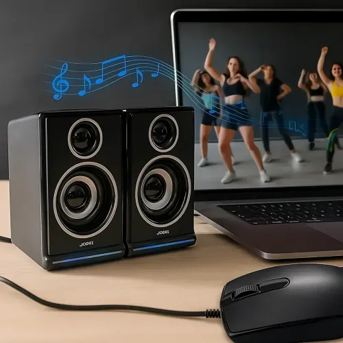Колонки для ПК 2.0 USB JEDEL S-578 RGB (2×3 Вт), компактная акустика с подсветкой, AUX 3.5 мм - фото 10
