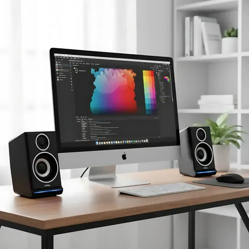 Колонки для ПК 2.0 USB JEDEL S-578 RGB (2×3 Вт), компактная акустика с подсветкой, AUX 3.5 мм - фото 8