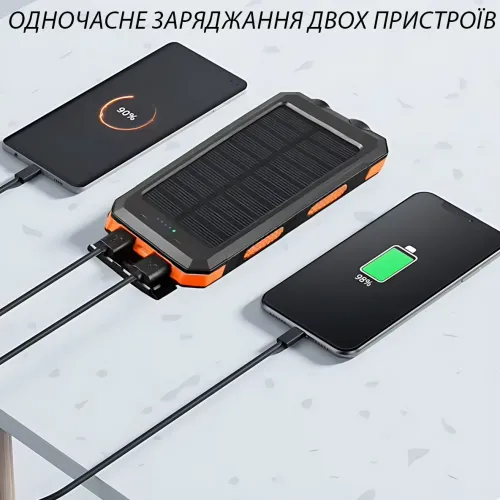 Power Bank HOCO J164 Platinum Solar Dual Lighting 8000mAh, солнечная зарядка, 2xUSB-A 5V/2A, USB-C вход, с компасом и фонариком - фото 9