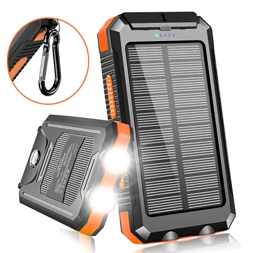 Power Bank HOCO J164 Platinum Solar Dual Lighting 8000mAh, солнечная зарядка, 2xUSB-A 5V/2A, USB-C вход, с компасом и фонариком