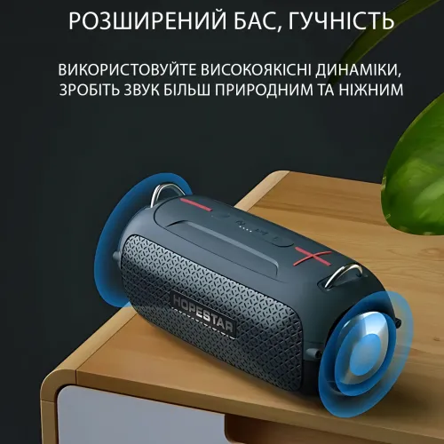 Портативна Bluetooth-колонка Hopestar A41 Party 16W, RGB-підсвітка, Bluetooth 5.3, TWS 1+1, IPX5, USB/AUX/TF, 2400mAh, чорна - фото 6