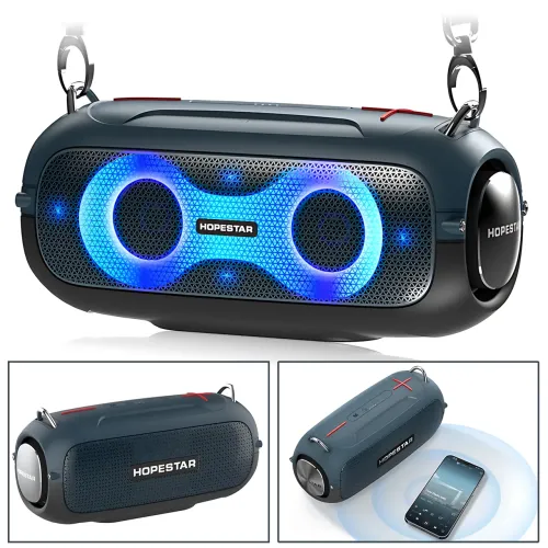 Портативна Bluetooth-колонка Hopestar A41 Party 16W, RGB-підсвітка, Bluetooth 5.3, TWS 1+1, IPX5, USB/AUX/TF, 2400mAh, чорна Чорно
