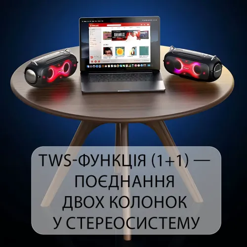 Портативна Bluetooth-колонка Hopestar A41 Party 16W, RGB-підсвітка, Bluetooth 5.3, TWS 1+1, IPX5, USB/AUX/TF, 2400mAh, чорна Чорно - фото 7