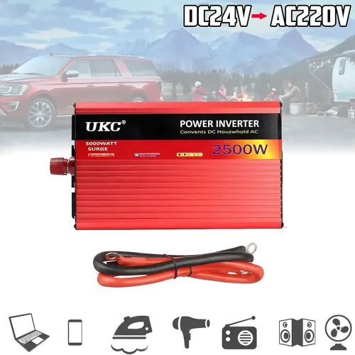 Автомобильный инвертор AR 2500W 24V → 220V с USB, 2 вентилятора, защита от перегрузки и перегрева, алюминиевый корпус, AC/DC - фото 8
