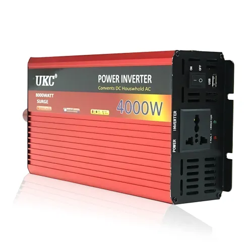 Автомобильный инвертор UKC AR 4000W 24V→220V с плавным пуском, USB 5V, пиковая мощность 8000W, 2 вентилятора, защита, алюминиевый - фото 2