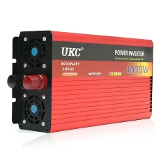 Автомобильный инвертор UKC AR 4000W 24V→220V с плавным пуском, USB 5V, пиковая мощность 8000W, 2 вентилятора, защита, алюминиевый