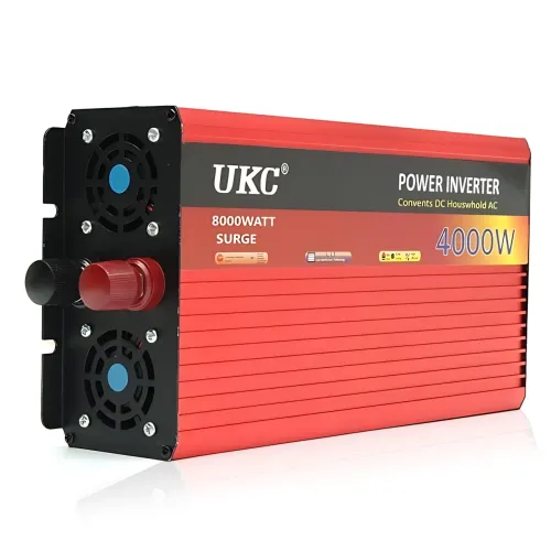 Автомобильный инвертор UKC AR 4000W 24V→220V с плавным пуском, USB 5V, пиковая мощность 8000W, 2 вентилятора, защита, алюминиевый