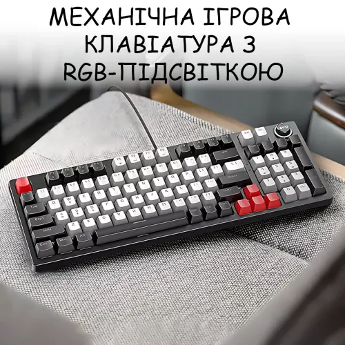 Механическая игровая клавиатура JEDEL KL-114 RGB USB, 96 клавиш, свитчи Drinkey Red, 20 режимов подсветки, кабель 1.6 м, проводная - фото 2