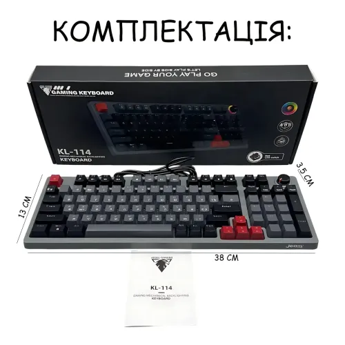 Механическая игровая клавиатура JEDEL KL-114 RGB USB, 96 клавиш, свитчи Drinkey Red, 20 режимов подсветки, кабель 1.6 м, проводная - фото 10