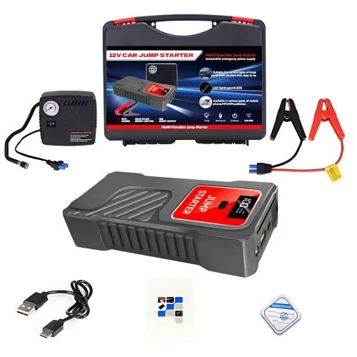 Пуско-зарядное устройство для автомобиля 12 В с компрессором Jump Starter, 300 А / 600 А, power bank 5/12/16/19 В, LED-фонарь - фото 10