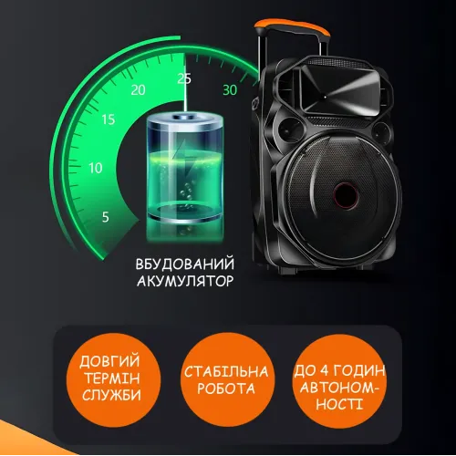 Акустическая система Su-Kam SU 612, 200 Вт, 12+3, Bluetooth, USB/SD, FM, 2 радиомикрофона, аккумулятор, запись MP3, ECHO/DELAY - фото 6