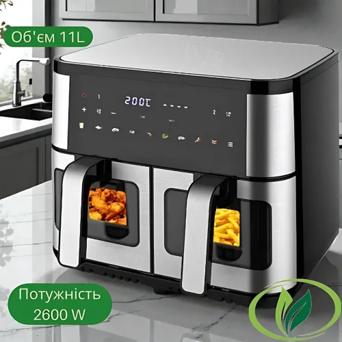 Фритюрниця-аерогриль мультипіч Crownberg CB-5556, антипригарні чаші, об'єм 11 л, 2600 Вт, з термостататом, таймером - фото 8