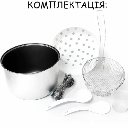 Мультиварка Crownberg CB-5528, 5 л, 1000 Вт, 30 програм, мультикухар, антипригарна чаша, пароварка з таймером, нержавіюча сталь - фото 10
