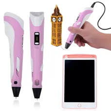 3D-ручка 6 поколения 3DPen-6 с LCD + графический планшет 8.5, набор для 3D-рисования, 100 м PLA, регулировка температуры Розовый