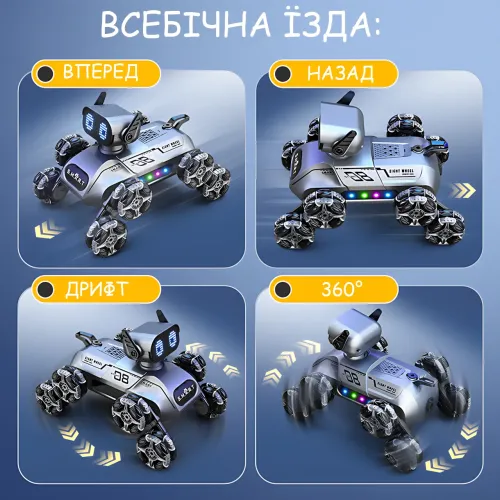 Интерактивный восьмиколёсный робот‑собака CX‑103 с радиоуправлением от 2.4 GHz, светозвуковыми эффектами и аккумулятором Белый - фото 3