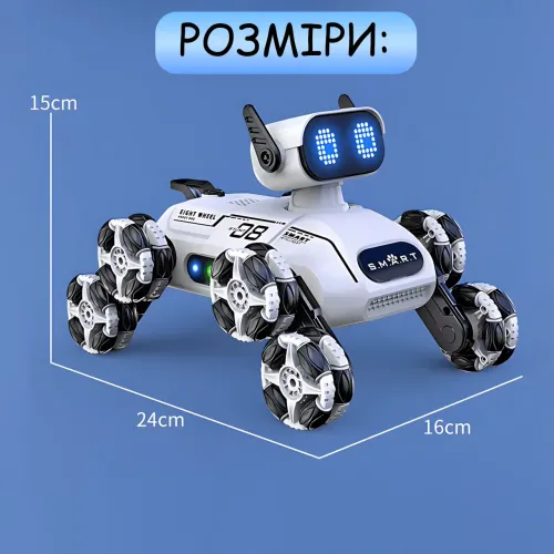 Интерактивный восьмиколёсный робот‑собака CX‑103 с радиоуправлением от 2.4 GHz, светозвуковыми эффектами и аккумулятором Белый - фото 8
