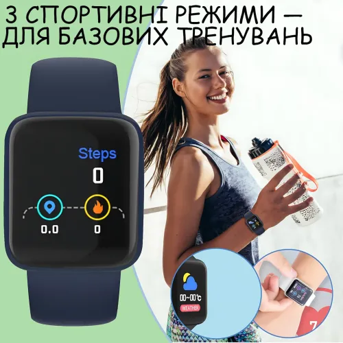 Смарт-часы Y68S DL216, 1.3″ цветной экран, измерение давления, пульса и SpO₂, IP67, Bluetooth 4.0, FitPro, Android / iOS, 100 mAh Синий - фото 5