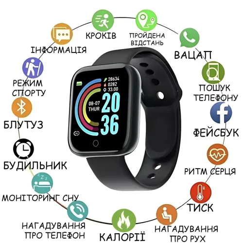 Смарт-часы Y68S DL216, 1.3″ цветной экран, измерение давления, пульса и SpO₂, IP67, Bluetooth 4.0, FitPro, Android / iOS, 100 mAh Белый - фото 3