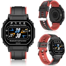 Смарт-часы Smart Watch B3-2 с пульсометром, шагомером и уведомлениями, экран 1.33″ 320×240, Bluetooth 4.2, IP67, Android / iOS Черно-красный