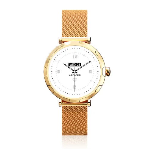 Смарт-часы LENYES LW-245 Gold для женщин, 1.19″ AMOLED 390×390, Bluetooth-звонки, пульсометр, IP68, беспроводная зарядка, Android - фото 3