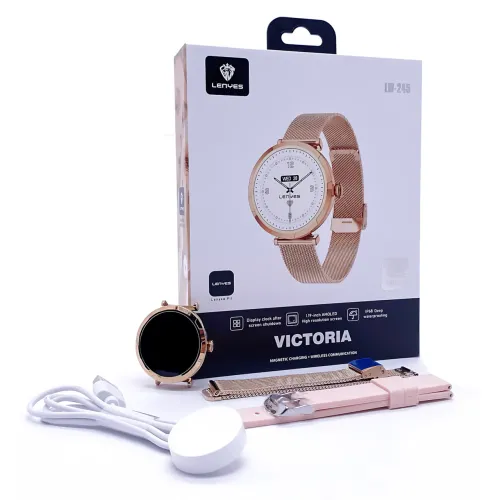 Смарт-часы LENYES LW-245 Gold для женщин, 1.19″ AMOLED 390×390, Bluetooth-звонки, пульсометр, IP68, беспроводная зарядка, Android - фото 8
