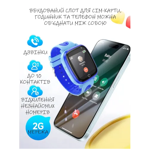 Дитячий смарт-годинник HOCO Y100, GPS-трекер, SIM-дзвінки з годинника, IPS 1.44|, сенсорний екран, 00 мА·год, iOS/Android Блакитни - фото 8