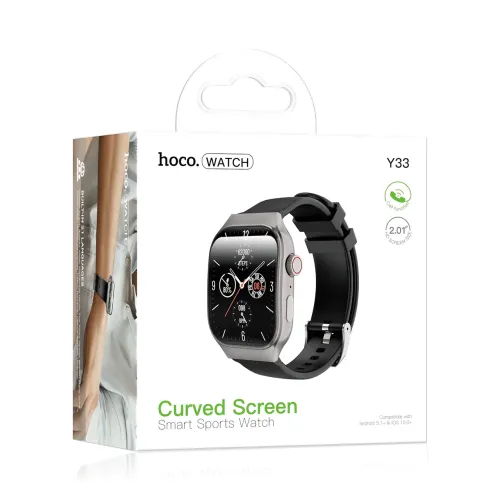 Смарт-годинник HOCO Y33 Call Version, екран 2.01'' вигнутий, Bluetooth 5.3, дзвінки з годинника, пульс, сон, кроки, 200 мА·го
