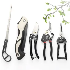 Набор садовых инструментов 5 в 1 Garden Set SK-5 — секатор большой и малый, ножницы для цветов, садовая пилка, ножовка