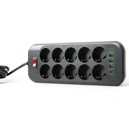 Мережевий фільтр — подовжувач 006 High Power 3250W/300W, 10 євро розеток + 4 USB (3 × USB-A + USB-C PD 20 W), швидке заряджання QC - фото 4
