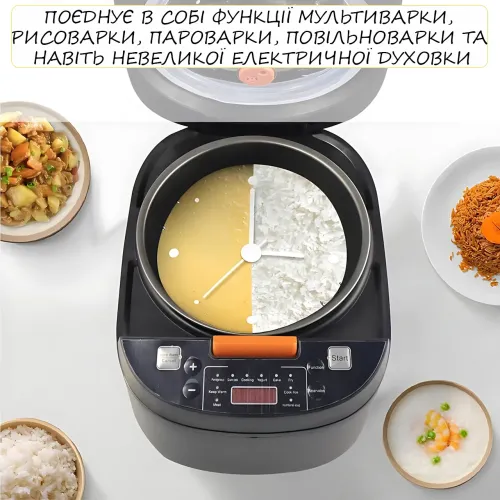 Мультиварка рисоварка AT-M77 5 л 900W, 10 програм, антипригарна чаша, автопідігрів, відкладений старт, електрична мультиварка - фото 6