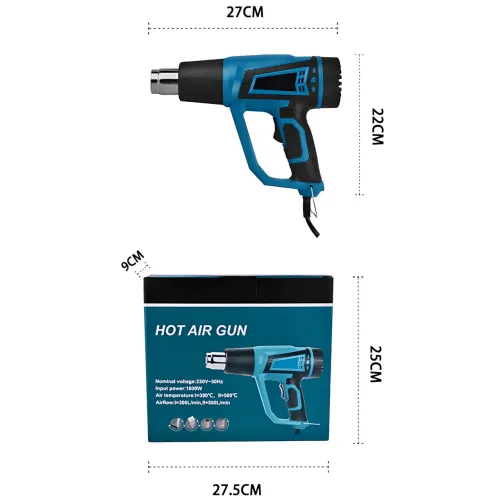 Фен строительный промышленный Hot Air Gun X512 1600W с регулировкой температуры, 2 режима, 4 насадки, термофен для снятия краски - фото 9