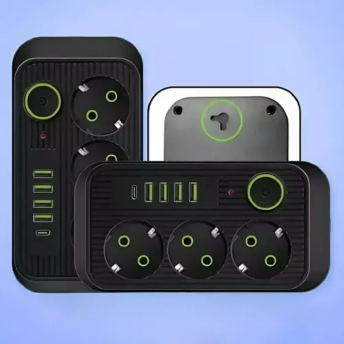 Мережевий фільтр подовжувач Power Socket F09U 2500 W 2 м, 3 розетки + 4 USB + Type-C, з вимикачем, захист від перевантаження - фото 6