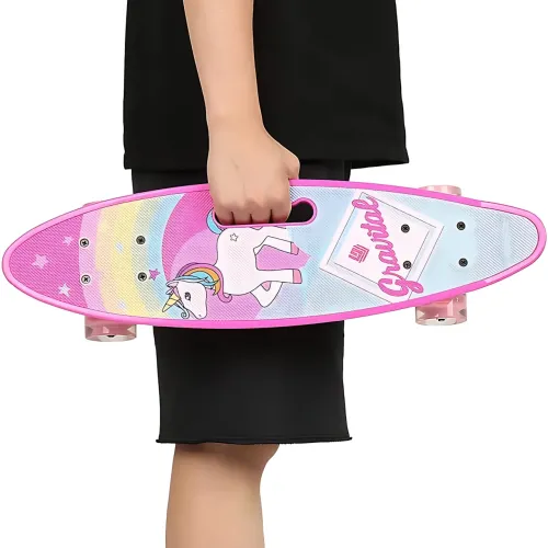 Скейтборд Penny Board 22 Aspink Единорог розовый со светящимися колесами и ручкой, детский пенни борд до 80 кг, ABEC-7, пластик - фото 7