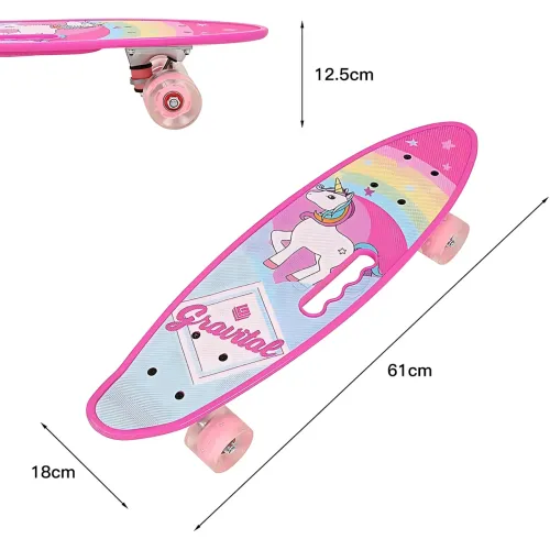 Скейтборд Penny Board 22 Aspink Единорог розовый со светящимися колесами и ручкой, детский пенни борд до 80 кг, ABEC-7, пластик - фото 8