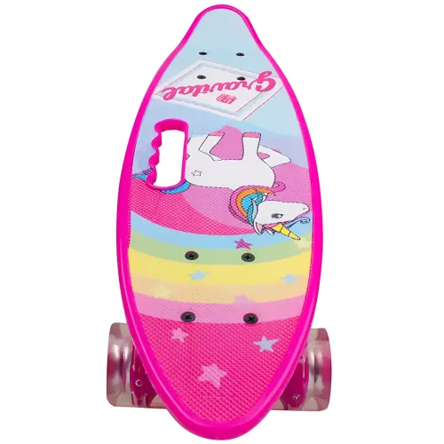 Скейтборд Penny Board 22 Aspink Единорог розовый со светящимися колесами и ручкой, детский пенни борд до 80 кг, ABEC-7, пластик - фото 3