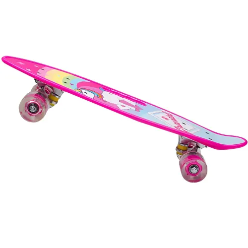Скейтборд Penny Board 22 Aspink Единорог розовый со светящимися колесами и ручкой, детский пенни борд до 80 кг, ABEC-7, пластик - фото 5