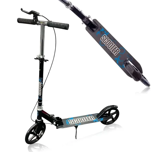 Самокат двухколесный городской Scooter 200 мм PU, складной, с ручным и ножным тормозом, ABEC-7, до 90 кг, руль 73–96 см