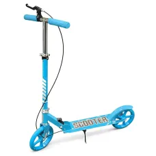 Самокат двухколесный городской Scooter 200 мм PU, складной, с ручным и ножным тормозом, ABEC-7, до 90 кг, руль 73–96 см Голубой