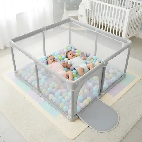 Детский игровой манеж MA710 130×130×65 см складной, безопасный манеж для малышей, ограждение игровой зоны, для дома и квартиры - фото 8