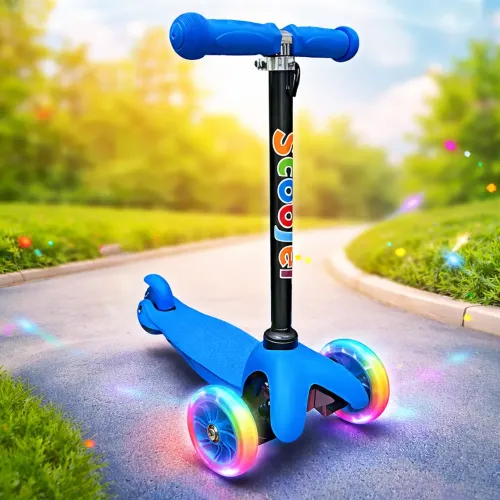 Детский трехколесный самокат Best Scooter 905 со светящимися колесами 110 мм, регулируемый руль, подшипники ABEC-7, до 40 кг