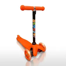 Детский трехколесный самокат Best Scooter 905 со светящимися колесами 110 мм, регулируемый руль, подшипники ABEC-7, до 40 кг Оранжевый