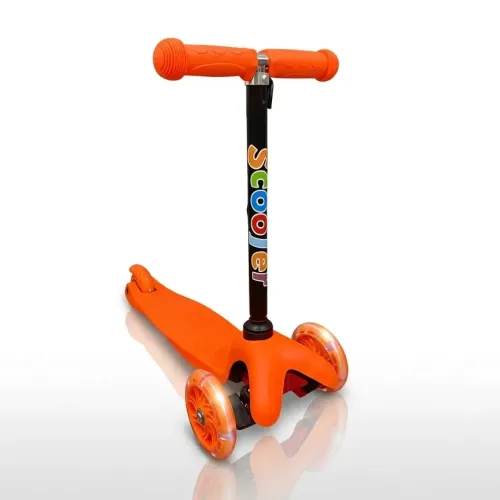 Детский трехколесный самокат Best Scooter 905 со светящимися колесами 110 мм, регулируемый руль, подшипники ABEC-7, до 40 кг Оранжевый