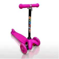 Детский трехколесный самокат Best Scooter 905 со светящимися колесами 110 мм, регулируемый руль, подшипники ABEC-7, до 40 кг Розовый