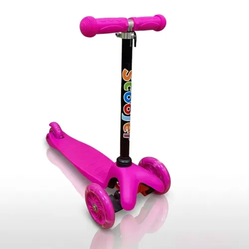 Детский трехколесный самокат Best Scooter 905 со светящимися колесами 110 мм, регулируемый руль, подшипники ABEC-7, до 40 кг Розовый