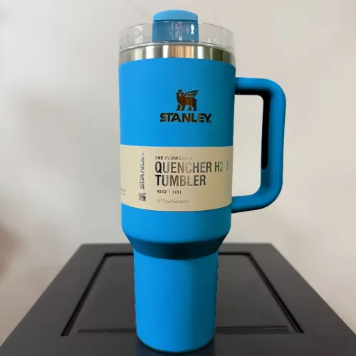Термокружка-термос Stanley 1200 мл с ручкой и крышкой-поилкой с трубочкой, вакуумная термочашка из нержавеющей стали Темно-синий