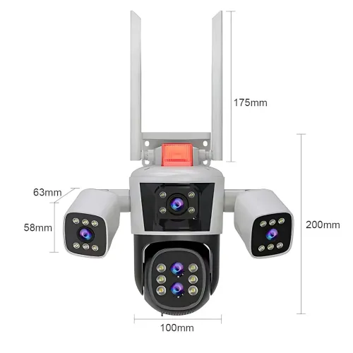 Уличная поворотная WiFi IP камера видеонаблюдения 12MP 3 линзы PTZ, автоотслеживание, 10× зум, ночное видение, датчик движения - фото 9