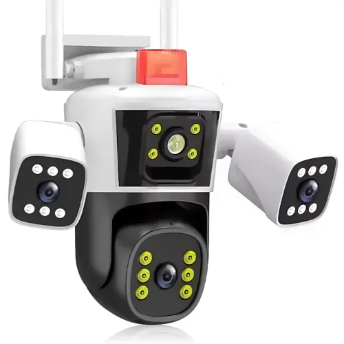 Уличная поворотная WiFi IP камера видеонаблюдения 12MP 3 линзы PTZ, автоотслеживание, 10× зум, ночное видение, датчик движения - фото 2