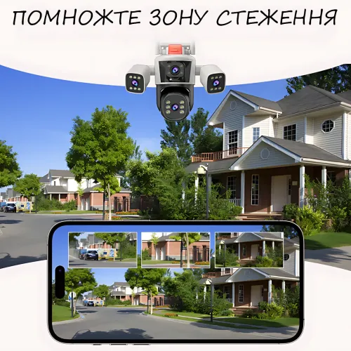 Уличная поворотная WiFi IP камера видеонаблюдения 12MP 3 линзы PTZ, автоотслеживание, 10× зум, ночное видение, датчик движения - фото 6