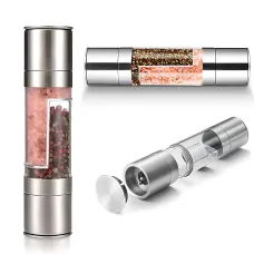 Двойная мельница для перца и соли 2 в 1 Duo Grinder, механическая, регулируемый помол, акрил + нержавеющая сталь, 150 мл